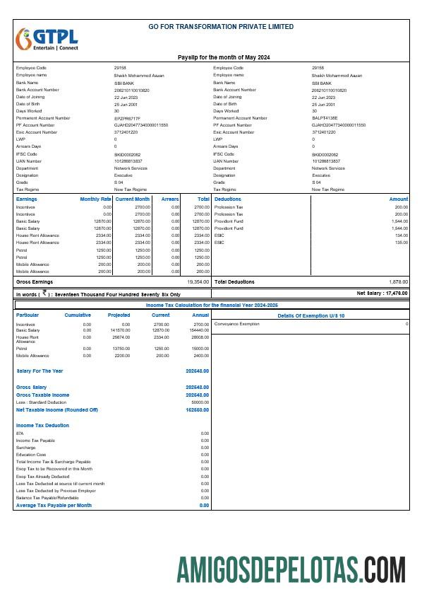 Imprimível Vá para o modelo de recibo de pagamento de transformação em formatos Word e PDF